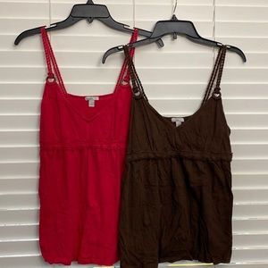 Set of 2 Old Navy tanks one raspberry and one brown size small